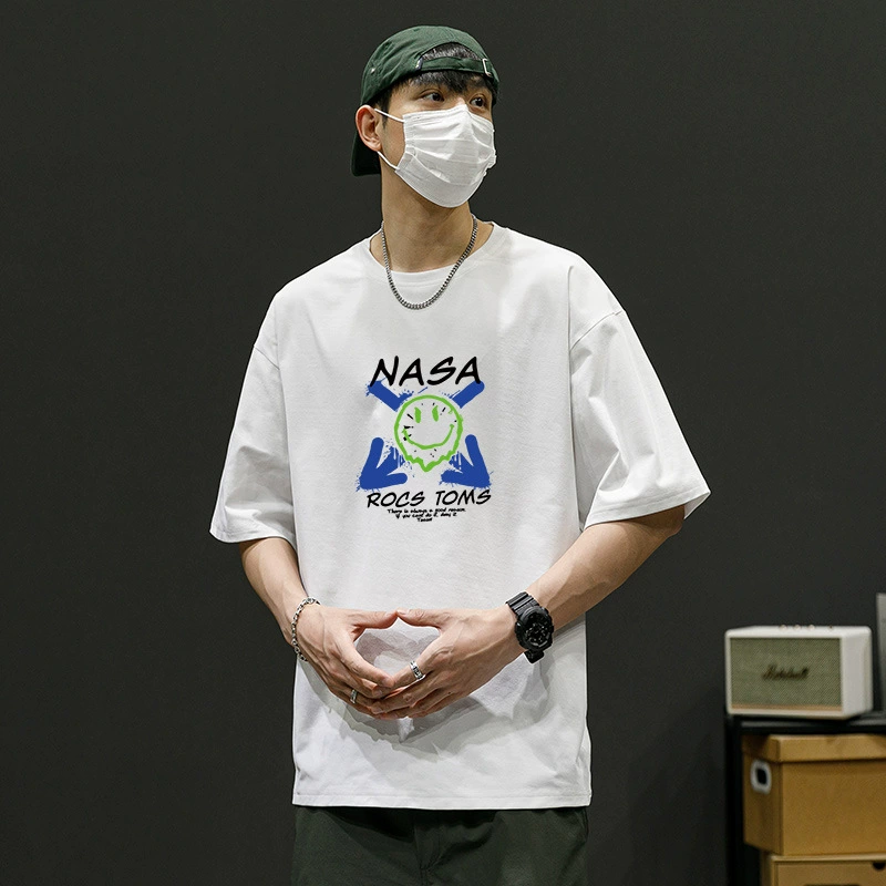 Мужская летняя футболка с коротким рукавом, модная одежда 2023 года, свободный крой, хлопок, с мультяшным принтом