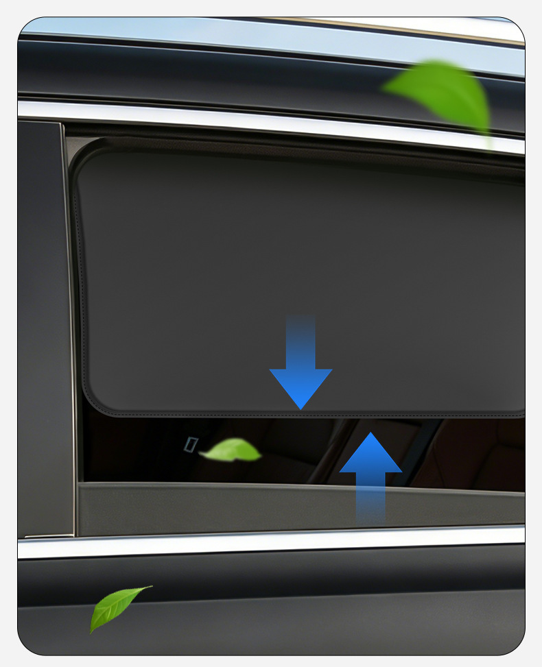 Dual-Purpose Magnetic Car Sunshade Curtain, Sun-Blocking and Light-Transmitting, Magnetic Black Adhesive Tape Car Window Curtain