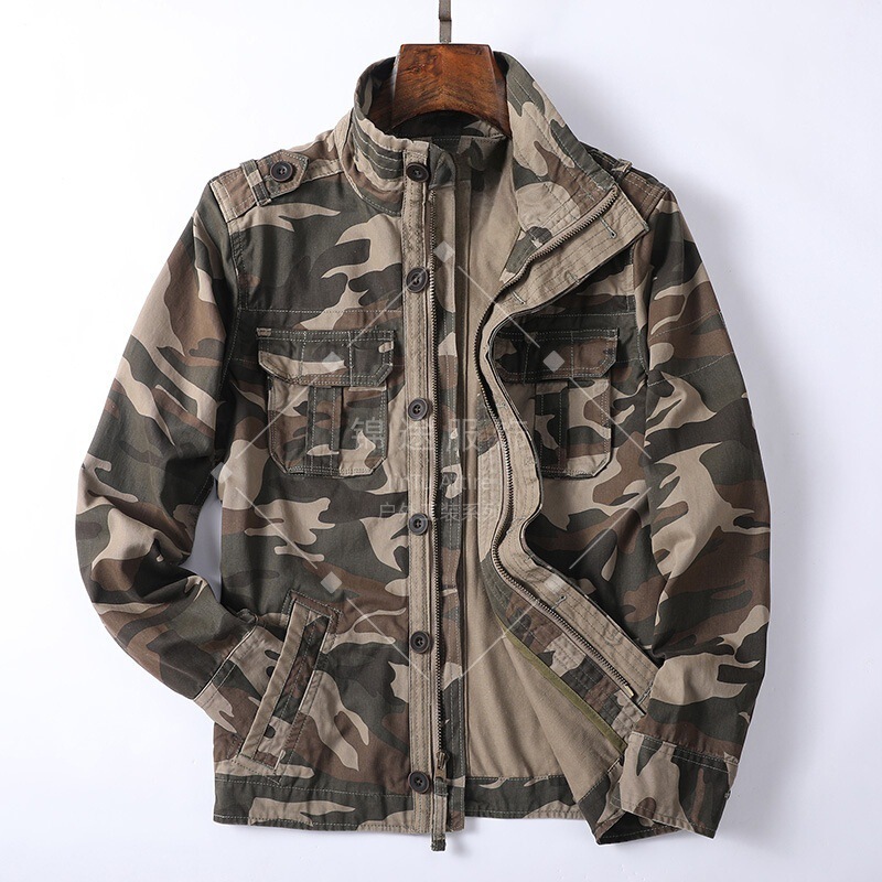 Cross-Border American-Style New Men's Jacket Spring Military Workwear Outdoor Mountaineering Denim Top Camouflage Large Size