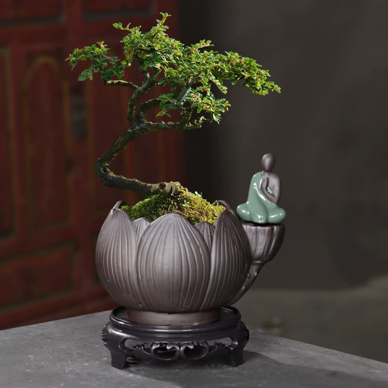 Высококачественный фиолетовый горшок для цветов из песка, аспарагуса, комнатный ретро-горшок для растений «июньский снег», старый горшок для посадки бамбука, зеленых растений, керамический маленький горшок с подносом