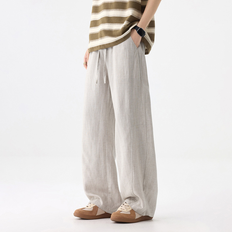 Tencel Linen Blend Casual Pants 2026 New Style Men's Spring Loose Wide-Leg Long Pants Summer Thin Style Tencel Linen Blend Casual Pants 2026 New Style Men's Spring Loose Wide-Leg Long Pants Summer Thin Style