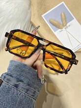 N 45310 Fashion Square Frame Double Bridge Retro Sunglasses