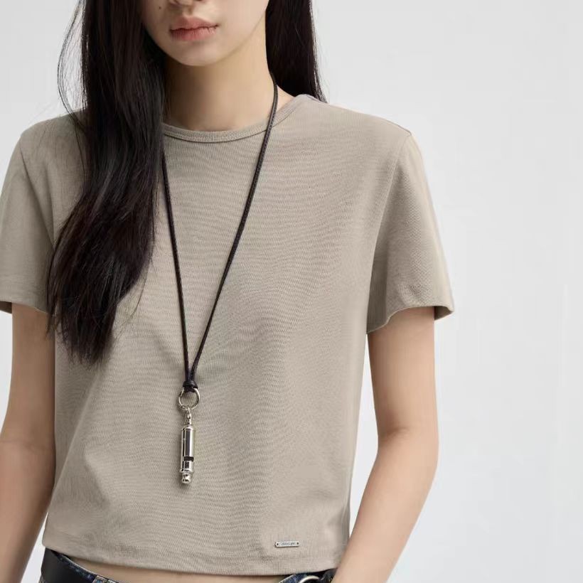 Minimalist Silver Whistle Necklace Casual Style Unique Long Necklace Niche Design Whistle Pendant for Women