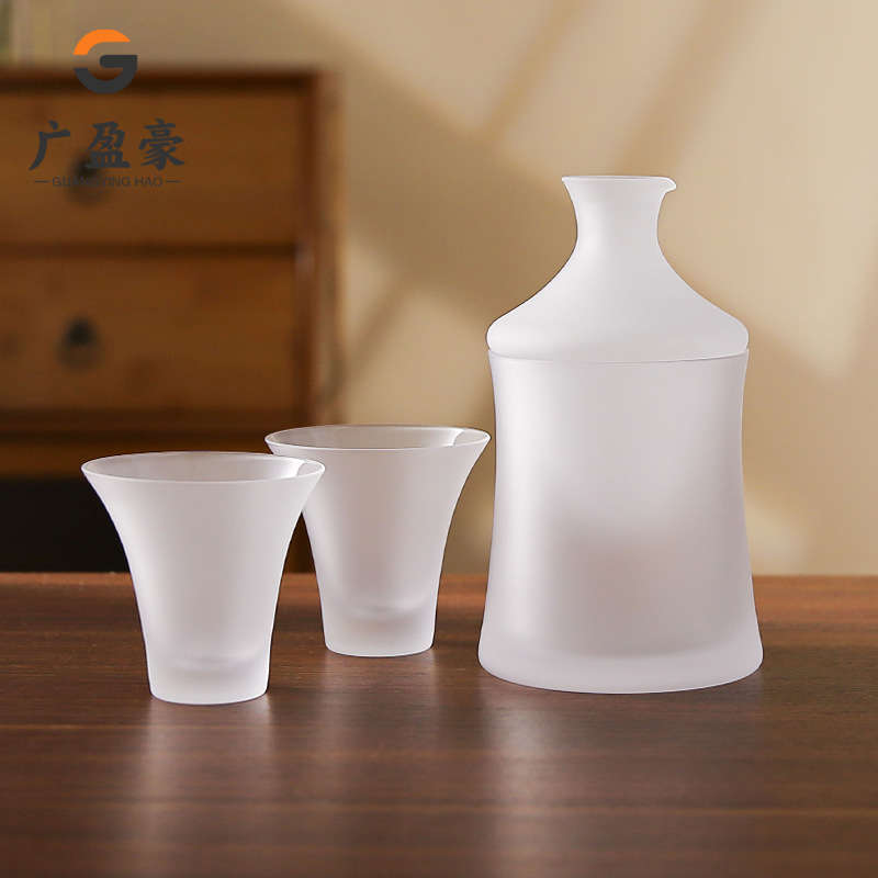 Light Luxury Matte Frosted Waist-Shaped Ice Wine Jug Japanese Style Toyo Sasaki Crystal Glass Sake Jug and Sake Cup Set