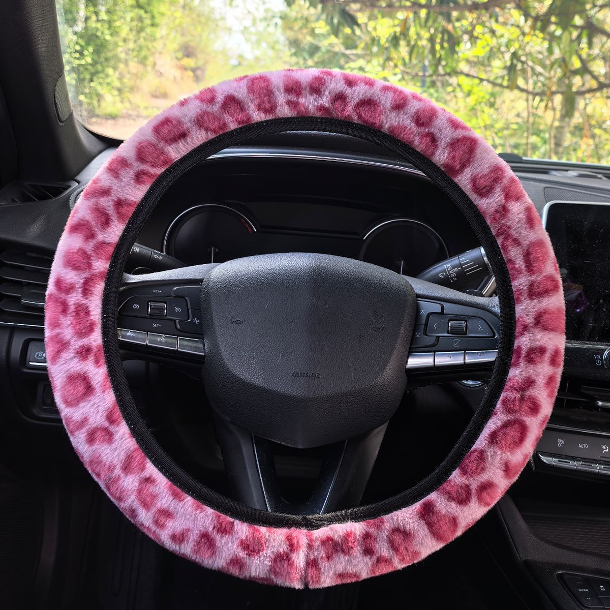 Car Plush Leopard Print Handle Cover Cross-Border Dropshipping