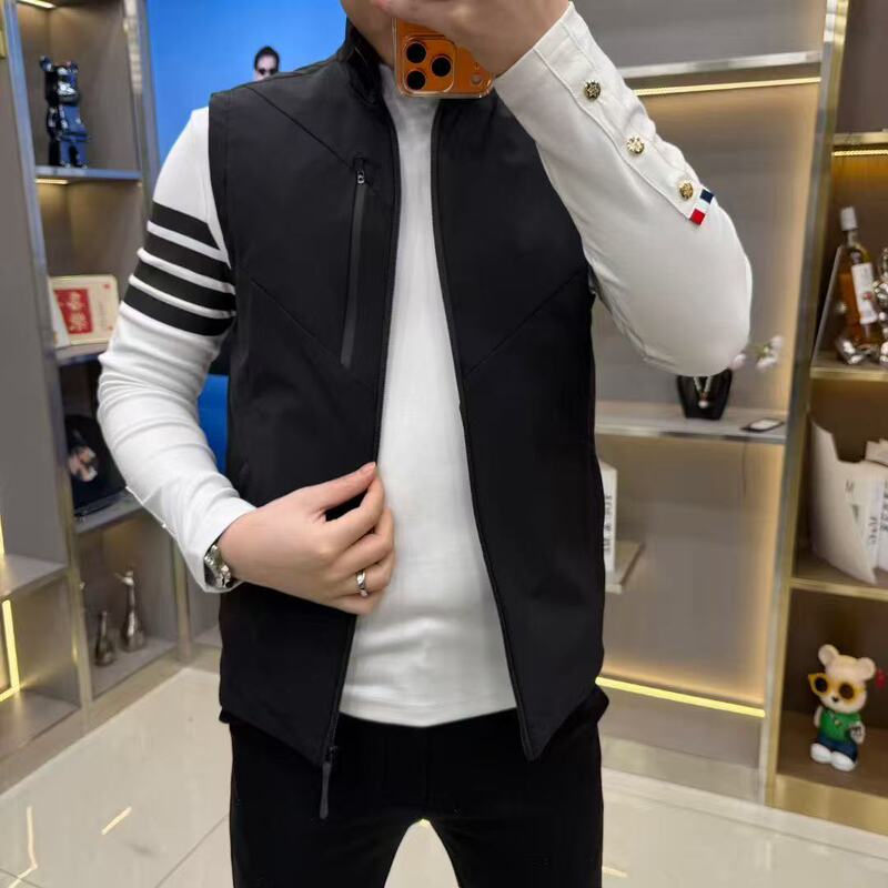 1952 New Style Men's Business Casual Versatile Stand-Collar Vest Slim Fit Light Luxury Softshell Gilet Jacket Outerwear