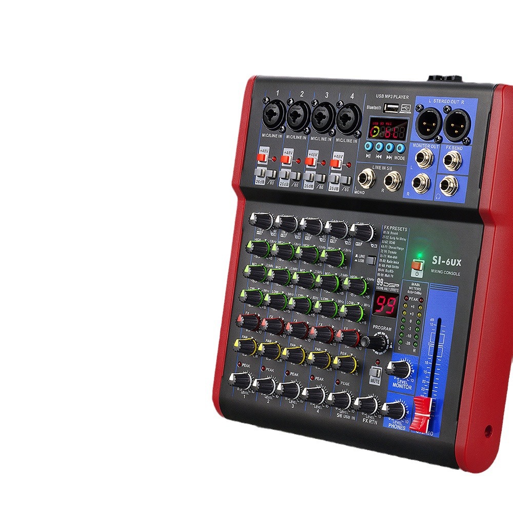 4/6/8-Way DSP reverb tarjeta de sonido Grabación de computadora pequeña etapa del hogar mezclador de instrumentos musicales mezclador profesional