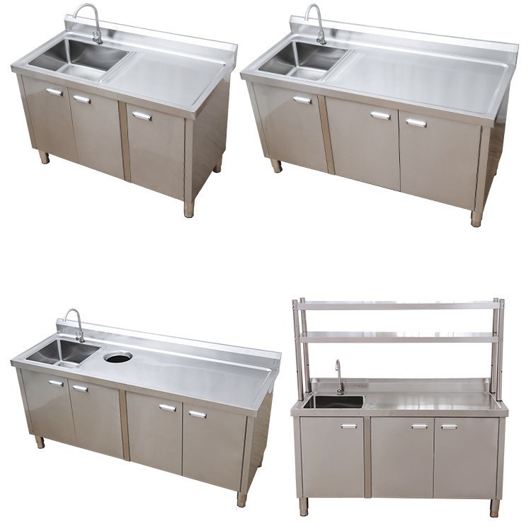 Commercial 304 cocina lavabo de acero inoxidable gabinete lavabo de verduras cubierta gabinete de gabinete doméstico comercial