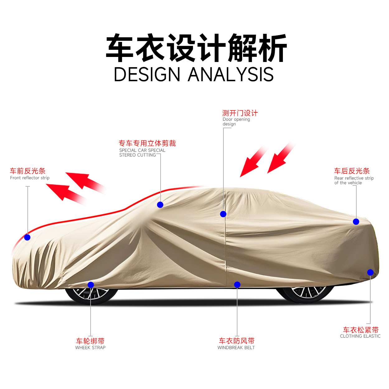 Full car cover, thickened and padded with cotton, insulated sunshade, 210D Oxford cloth car cover, full car protection from sun and rain