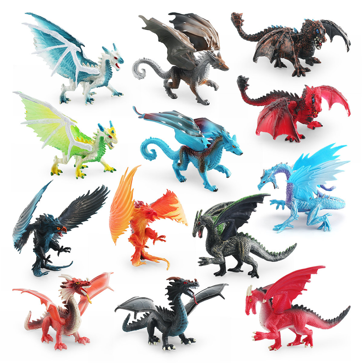 Exportación transfronteriza simulación de mitología occidental dragón modelo dragón de hielo dragón de acero fuego águila lobo dragón adornos estáticos de escritorio
