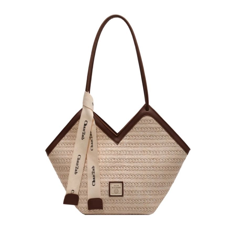 Women's Large Capacity Woven Straw Bag 2025 New Versatile Beach Shoulder Bag Vacation Commuter Tote - Thumbnail 5
