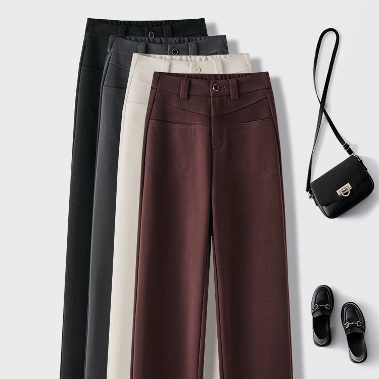 Плюшевый утолщение с высокой талией темперамент тонкая эластичная узкая версия платановых брюк 1