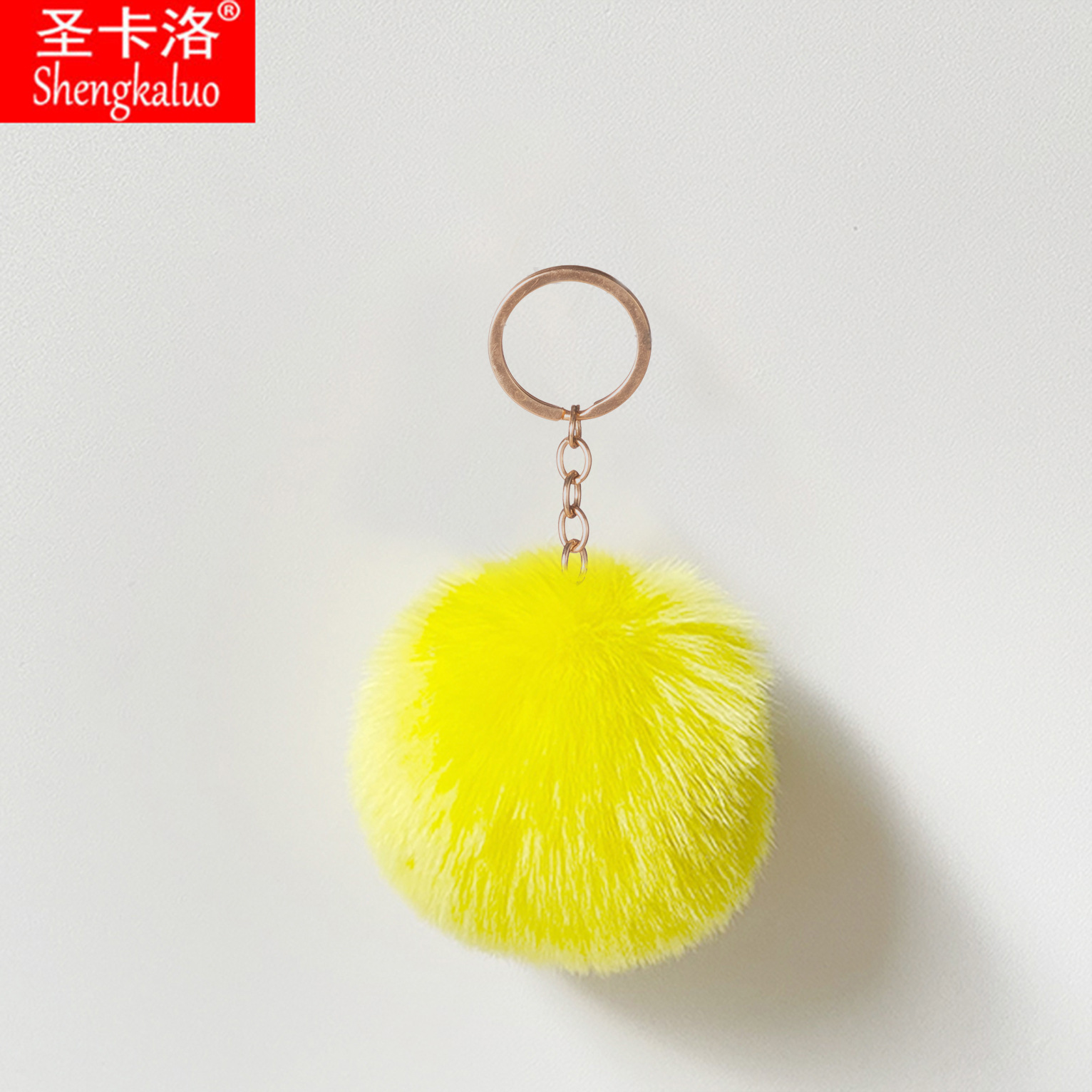 Elemento verde colgante cuerda llavero de peluche de piel artificial bolsa de lana corta colgante damas colgando bolsa accesorios al por mayor