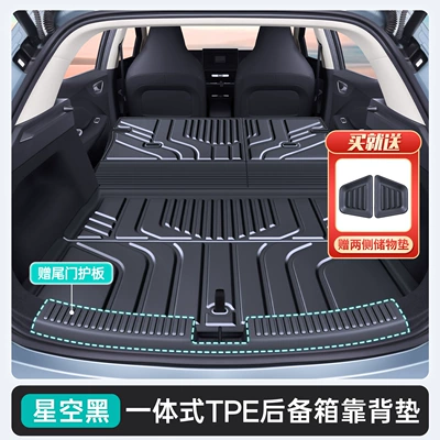 integrated TPE trunk mat accessories, Trunk Mat - thickened-version-in-starry-black-tpe-upgraded-one-piece-trunk-matbackrestcomes-with-side-storage-mats-tailgate-protector-byd-sea-lion-05-ev-26-models