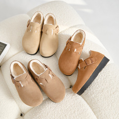 棉鞋真皮內增高5.5CM厚底勃肯鞋女加絨加厚冬天雪地靴保暖毛毛鞋