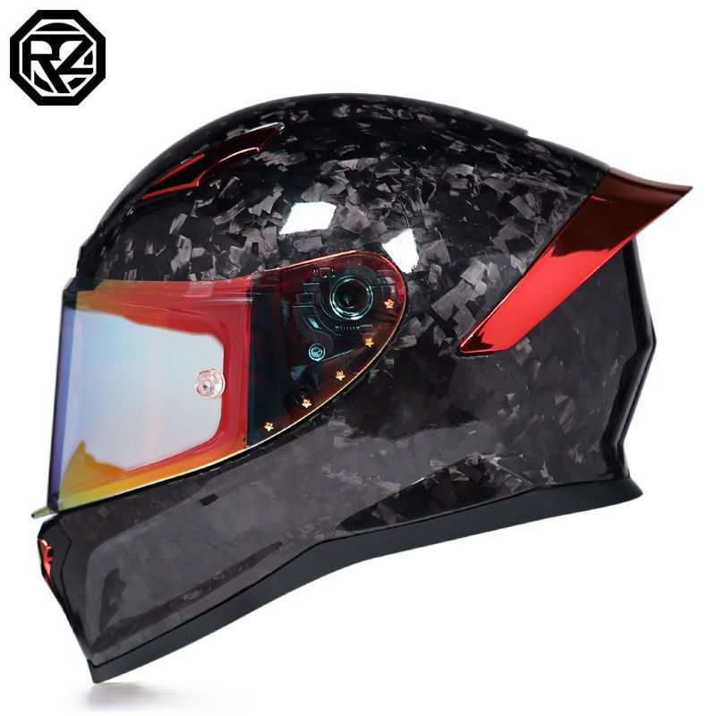 ORZ motocicleta de casco completo de fibra de carbono para hombres y mujeres