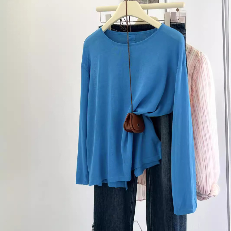 Real shot ~ design sense blouse spring and summer new long sleeve sunscreen T-shirt top