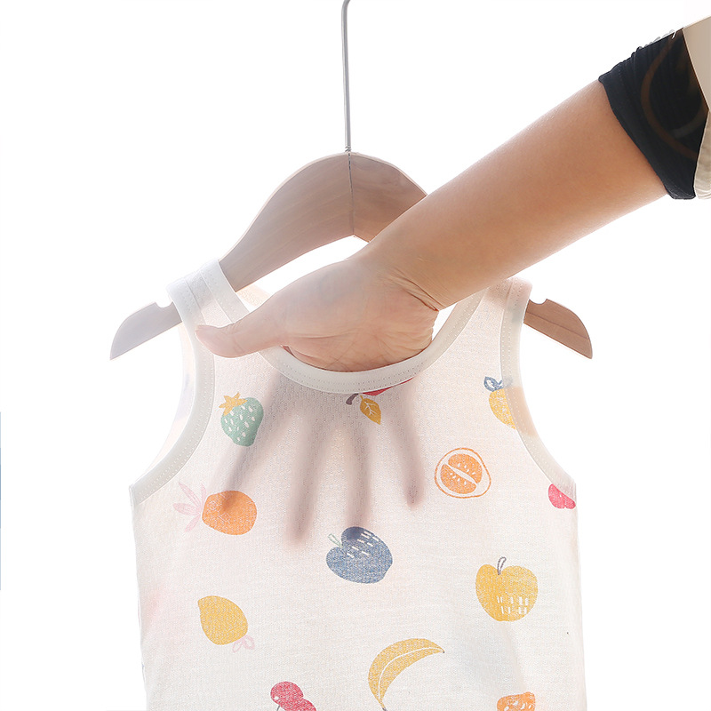 Bebé chaleco traje verano fino bebé algodón sin mangas homewear pantalones cortos niños y niñas pijamas desgaste del verano