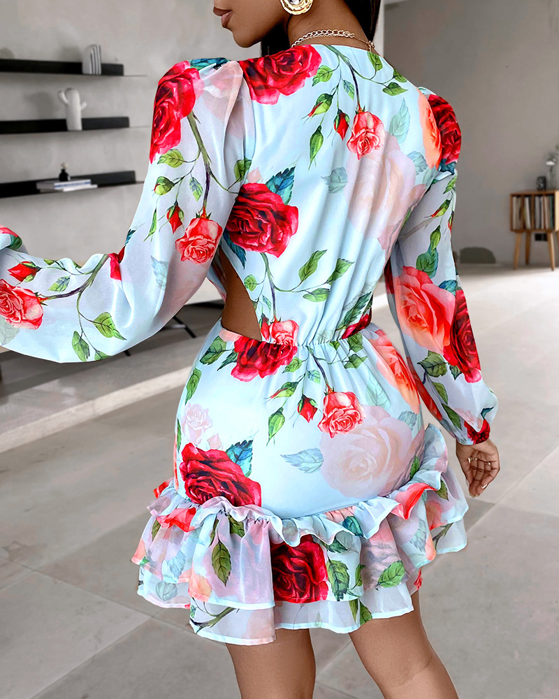 Women's Regular Dress Vacation U Neck Printing 3/4 Length Sleeve Printing Knee-Length Holiday Beach display picture 3