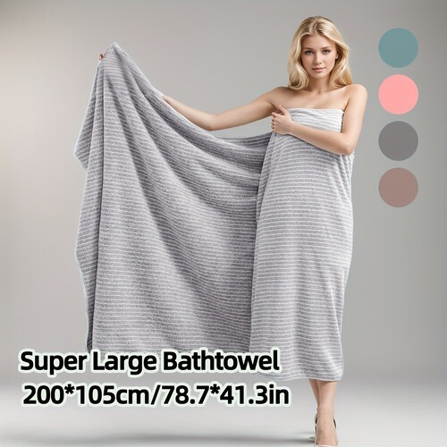 Coral velvet bath towel wholesale 105*200 large size bath towel soft absorbent household bath wrap stripe