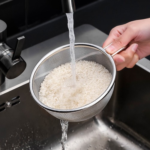 sp sauce multi-specification stainless steel egg bowl with handle for washing sesame red beans artifact stainless steel draining mesh bag