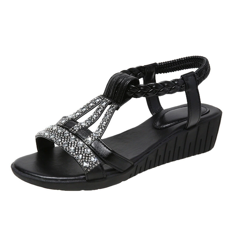 Summer Sandals Women, Plus Size Boho Style, Elastic Back Strap, Sizes 34–43