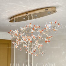 新款轻奢水晶花朵树枝吊灯创意艺术高级感客厅别墅餐厅吧台灯具