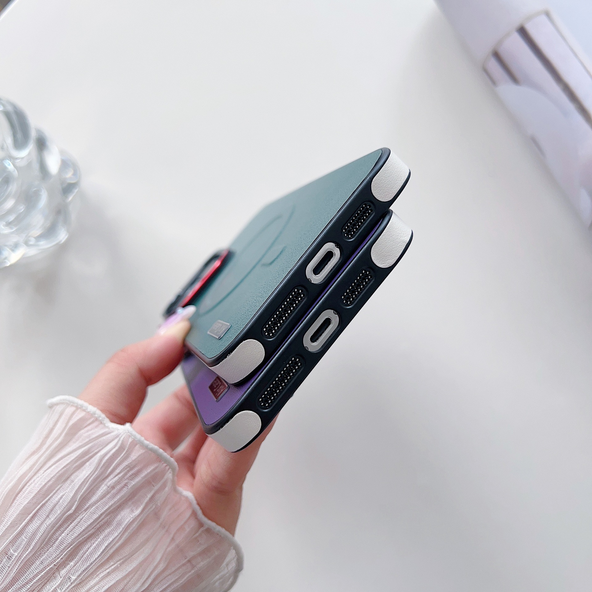 Solid Color Pattern PC Plain Leather Solid Color Hot Pressing Basic Simple Style Phone Cases Phone Accessories