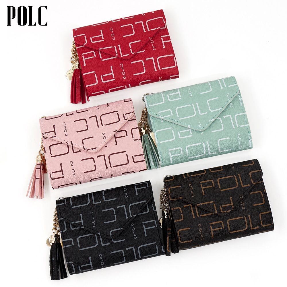 Nueva billetera para mujer, versión coreana, billetera de tres pliegues para niñas, bolso corto para tarjetas POLC, bolso para tarjetas transfronterizo pequeño y simple al por mayor