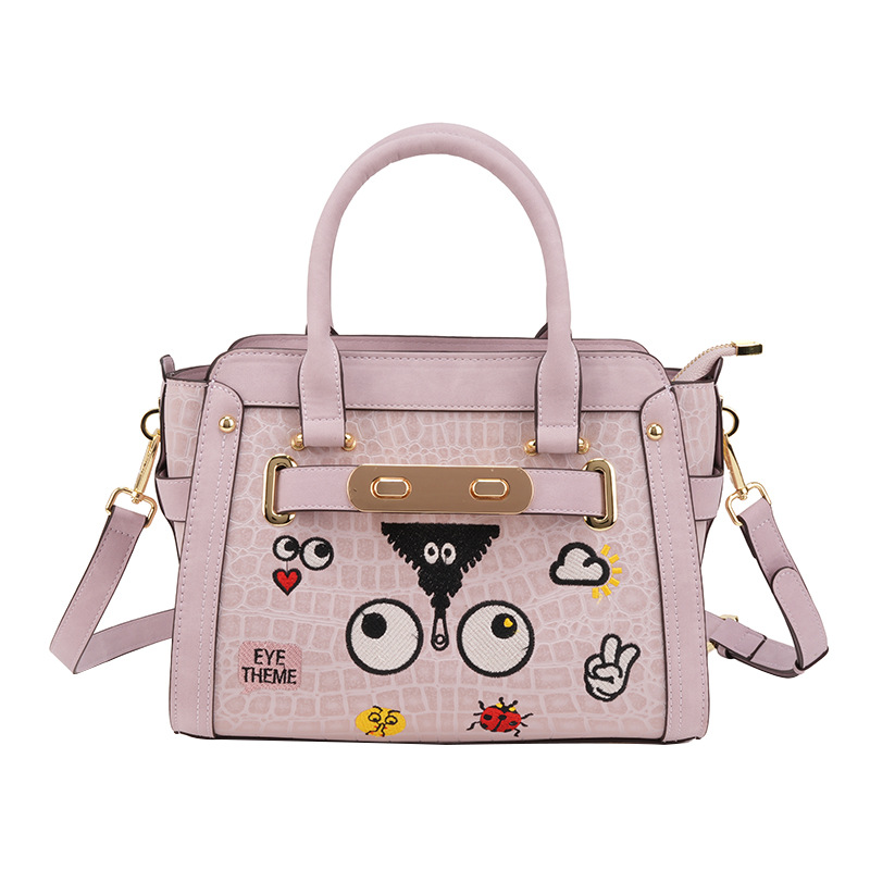 2025 nueva mujer bordado borde de aceite PU bolsas de estilo de invierno otoño ganso alas inclinadas bolsas de mujer de moda 2873 #