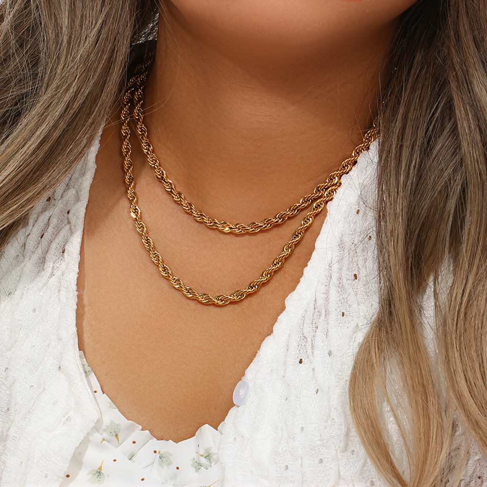 1 Piece Quantity Casual, Daily Occasion 304 Stainless Steel Material PVD Coated Real Gold Plated Geometric Solid Color Stainless Steel Titanium Steel Vintage Style Waterproof Non Tarnish Necklace