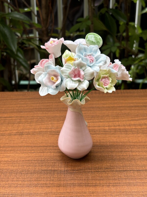 Zhaozhu Jingdezhen 高温手作りセラミックフラワーフル模擬花花瓶装飾花束ガールフレンドギフト|undefined