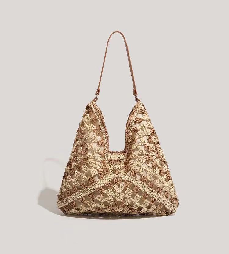 Advanced Grass Woven for Women 2024 New Large Capacity Seaside Vacation Travel Tote Hollow Single Shoulder Underarm Bag_voghion.com