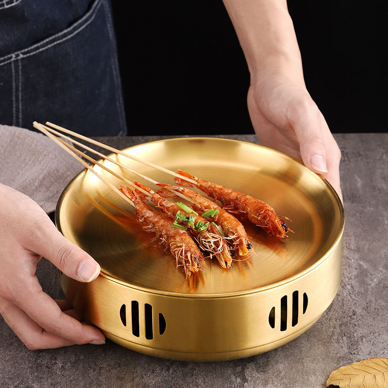 韩式不锈钢商用烧烤保温炉酒精干锅炉加热盘子羊肉串蜡烛加热烤炉|undefined