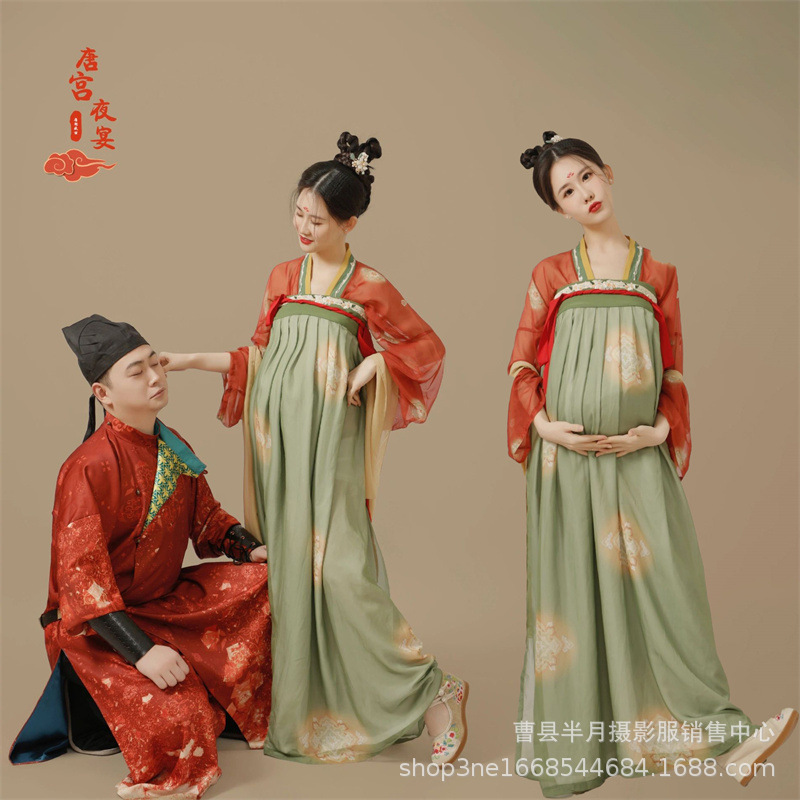 Pregnant Women Photo Clothing New Antique Tang Palace Night Banquet Hanfu Photo Studio Pregnant Mother Art Photo Pregnant Women Photo Clothing