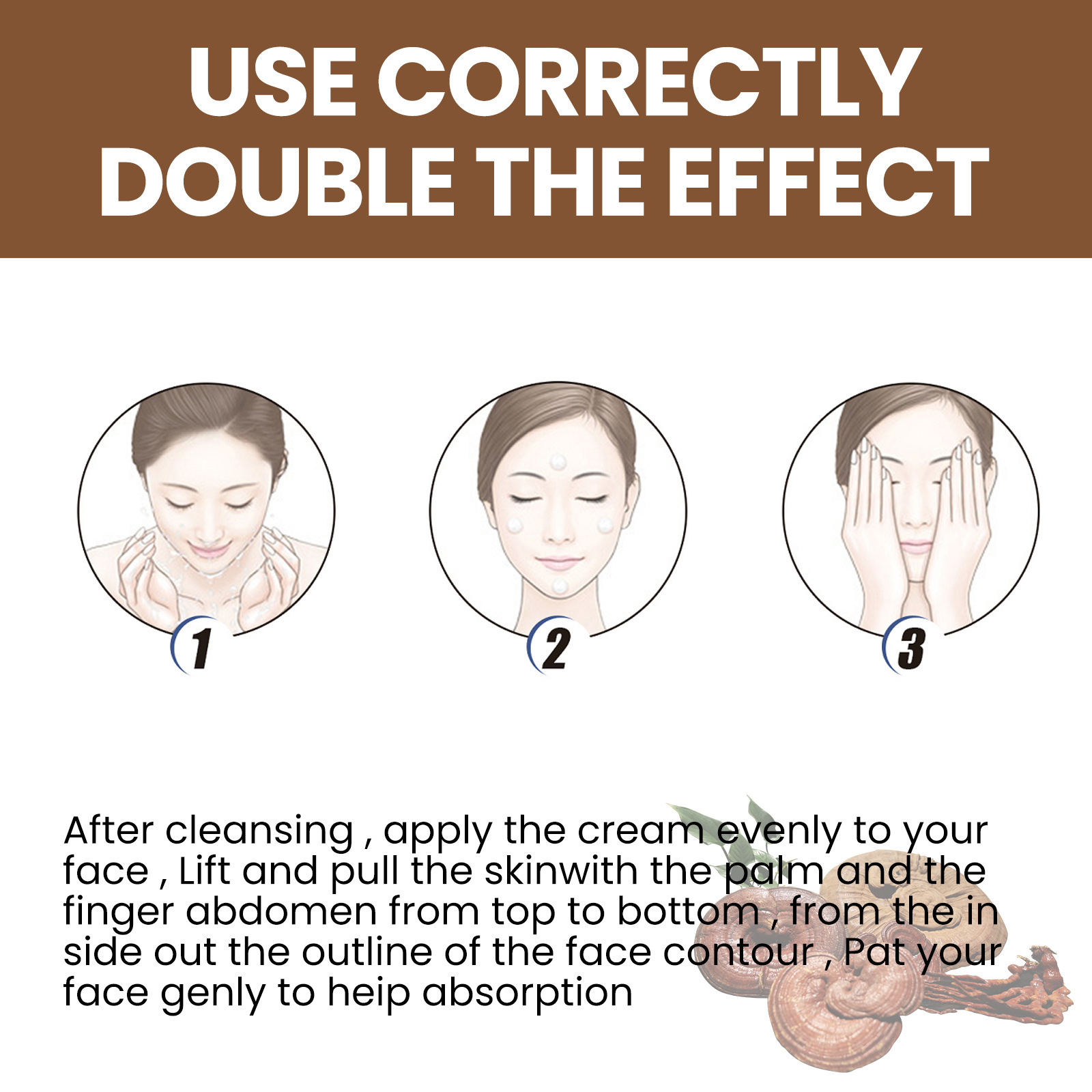 EELHOE brillant ganoderma anti rides, liftant, raffermissant, éclaircissant, améliorant la crème foncée, lissante et réparatrice_voghion.com