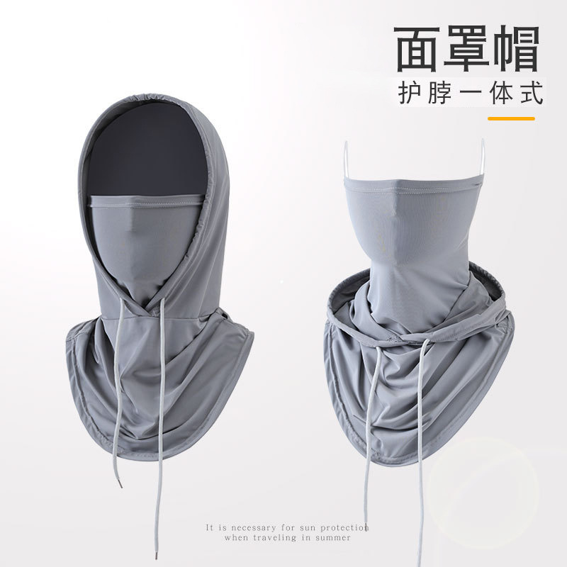 Máscara de seda de hielo de verano Máscara tridimensional de cuello y hombros para mujer Máscara de protección solar de conducción Gini
