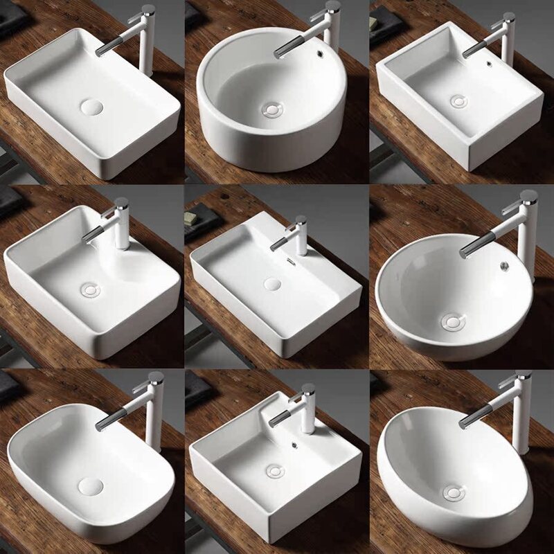 Countertop Basin, Balcony Washbasin, Ceramic Washbasin, Bathroom Single Basin, Square and Round Artistic Small Basin for Home Use Countertop Basin, Balcony Washbasin, Ceramic Washbasin, Bathroom Single Basin, Square and Round Artistic Small Basin for Home Use
