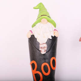 跨境新款圣诞节LED灯发光摆件 客厅玄关圣诞老人靴子树脂摆件BJ