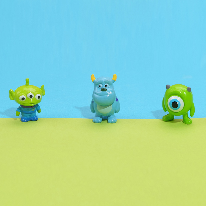 Bulk Cute small size Blue Hair Monster Single Big Eyes Three Eyes Doll DIY Patch Mobile Phone Necklace Pendant Accessories