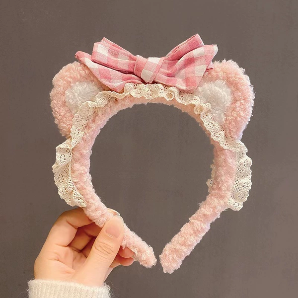 Fuchsia headband, with little bears