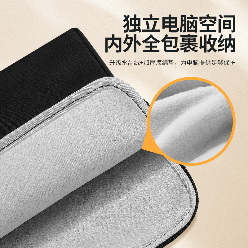 BUBM Source Factory Multiple Style 15 pulgadas Bolso frontal Bolso interior forrado con pelusa Bolso para computadora portátil