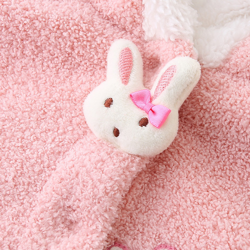 idea infants and young children  autumn and winter new plush tops girls baby embroidery printed outer wear cloak jacket 2960