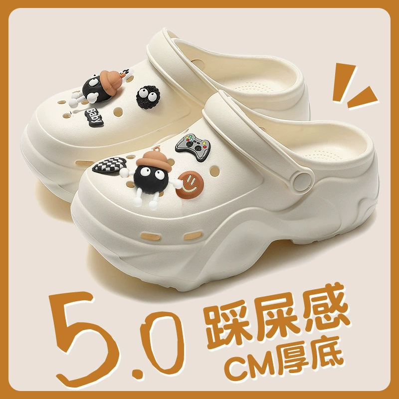 Обувь с толстым дном для женщин носить на улице 2024 летом новые милые сандалии Баотоу женские eva пляжные тапочки оптом