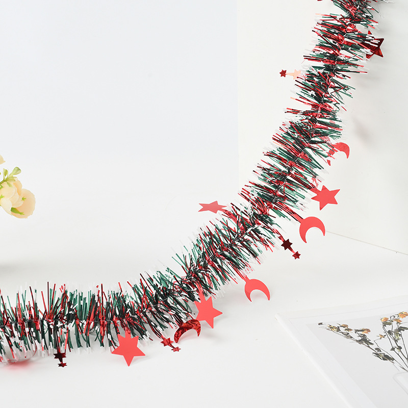 Decoración de festivales transfronterizos, estrellas, luna, barras de colores, fiestas navideñas, celebraciones, arreglos de eventos, tiras de lana