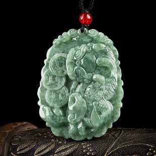 Natural A goods jade three gold brave pendant ice jade stone leather hill men's necklace women's pendant wholesale