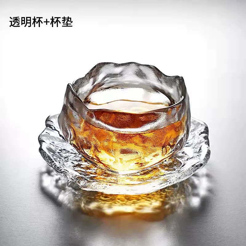 日式琉璃单杯小茶杯玻璃功夫茶具主人杯透明杯子耐热耐热玻璃杯