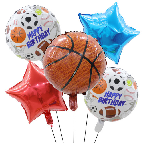 Cross-border style rugby baseball aluminum film 5-piece balloon set Sports aluminum foil balloon birthday party decoration