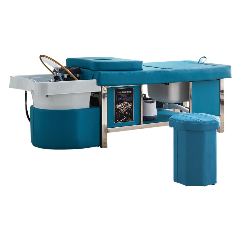 Salón de belleza de alta gama pedicura champú cama circulación de agua fumigación champú cama de acero inoxidable temperatura constante Spa masaje de pies dedicado