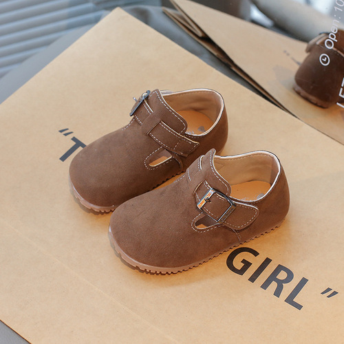 Baby's Leather Shoes Korean Style for Girls, Soft Sole Casual Shoes, Autumn New Arrival Children's Non-slip Bean Shoes